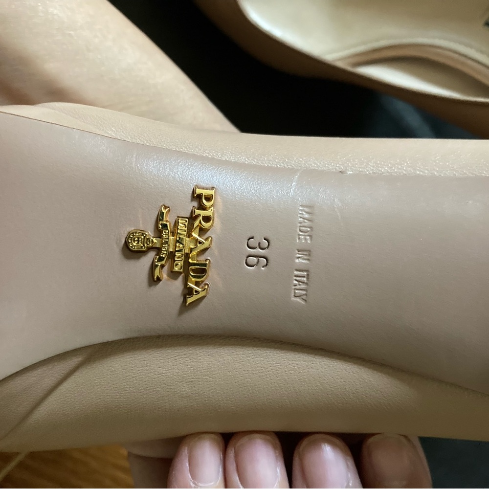 Size US 6 / EU 36 Prada Nude Beige Platform Leather Heels Pumps - Picture 6 of 10